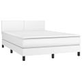 vidaXL Boxspring posteľ s matracom a LED biela 140x200 cm umelá koža