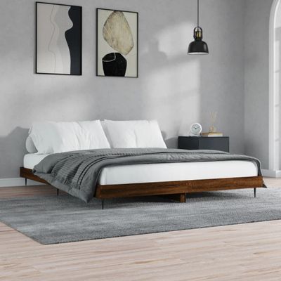 vidaXL Posteľný rám bez matraca hnedý dub 120x200 cm kompozitné drevo