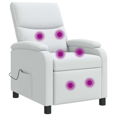 vidaXL Masážne relaxačné kreslo Biela Látka
