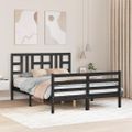 vidaXL Rám postele s čelom čierny 140x190 cm masívne drevo