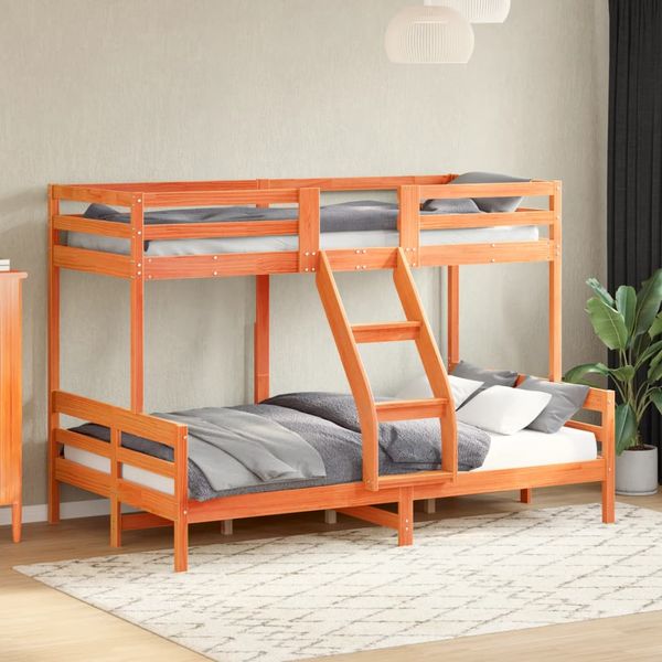 vidaXL Poschodová posteľ 80x200/120x200 cm voskovohnedá masív.borovica