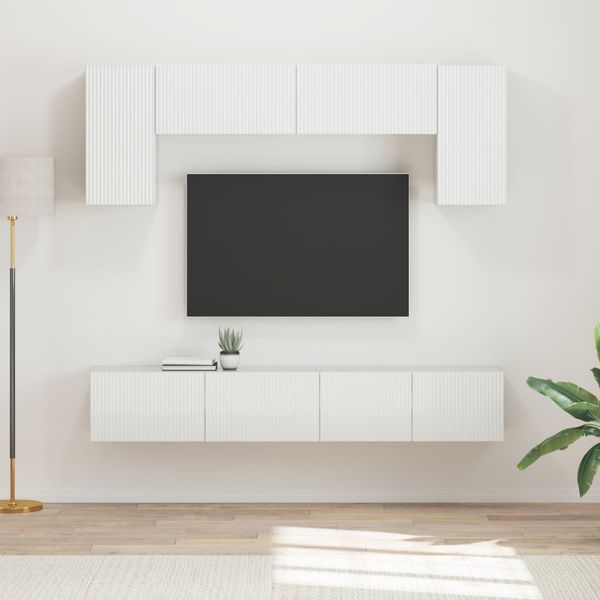 vidaXL Zostava TV skriniek 4 pcs Vysoký lesk bielej Kompozitné drevo