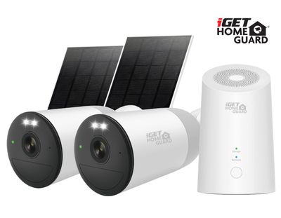 iGET HGWNK108402S - kamerový batériový 2K Wi-Fi set, 10CH NVR + 2x kamera so solár. panelom, 9000mAh