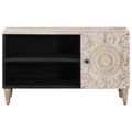 vidaXL TV skrinka Biela 80 x 31,5 x 46 cm Masívne mango drevo