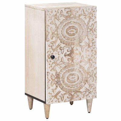 vidaXL Servírovacia skriňa Biela 40 x 33,5 x 75 cm Masívne mango drevo