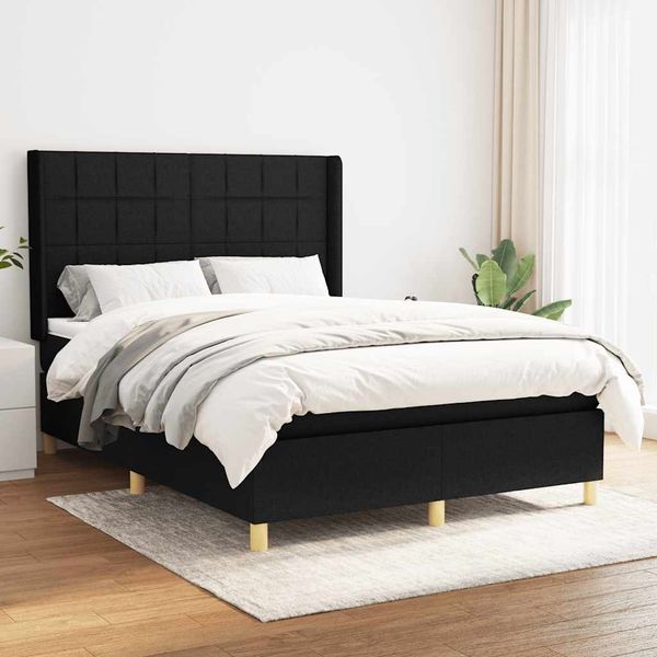 vidaXL Boxspring posteľ s matracom čierny 140x190 cm látka