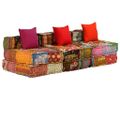 vidaXL 3-miestna modulárna taburetka, patchwork, látka