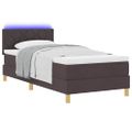 vidaXL LED box s pružinami s LED pásikmi Tmavohnedá 90 x 190 cm látka