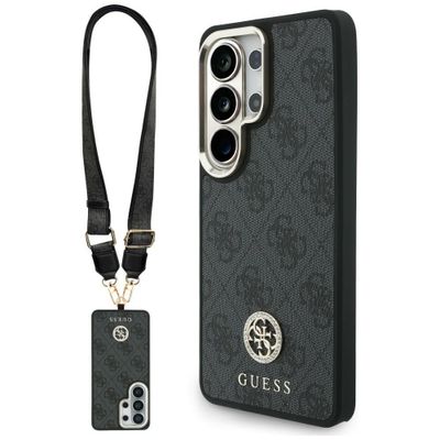 Puzdro Guess 4G Big Rhinestone Triangle Strap MagSafe pre Samsung Galaxy S26 Ultra čierne