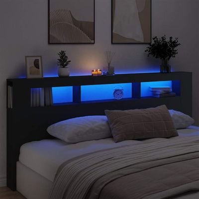 vidaXL Čelo s LED čierne 220x18,5x103,5 cm kompozitné drevo
