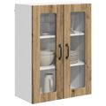 vidaXL Nástenný sklenený kabinet LUCCA Dub artisan 60 x 31 x 80 cm