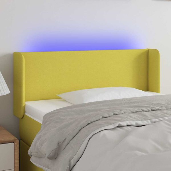 vidaXL Čelo postele s LED zelené 83x16x78/88 cm látka