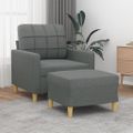 vidaXL Kreslo s podnožkou tmavosivé 60 cm látkové