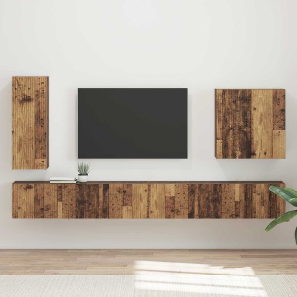 vidaXL Sada nástenného kabinetu na TV Nástenný 6 pcs Staré drevo