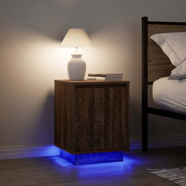 vidaXL Nočné skrinky s LED osvetlením 2 ks Hnedý dub 38x34x50 cm