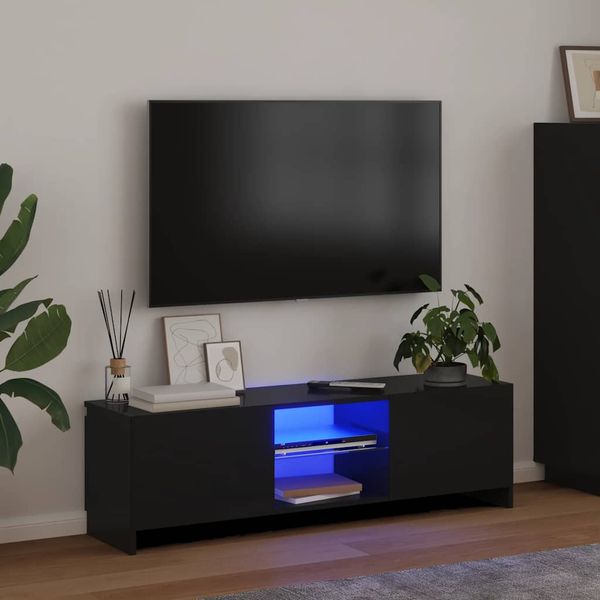 vidaXL TV skrinka s LED svetlami čierna 120x30x36 cm