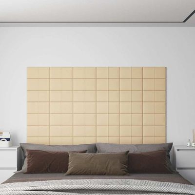 vidaXL Nástenné panely 12 ks krémové 30x15 cm látkové 0,54 m²