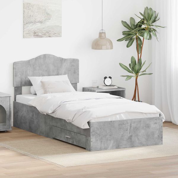 vidaXL Rám postele Betónová šedá 90 x 200 cm Kompozitné drevo