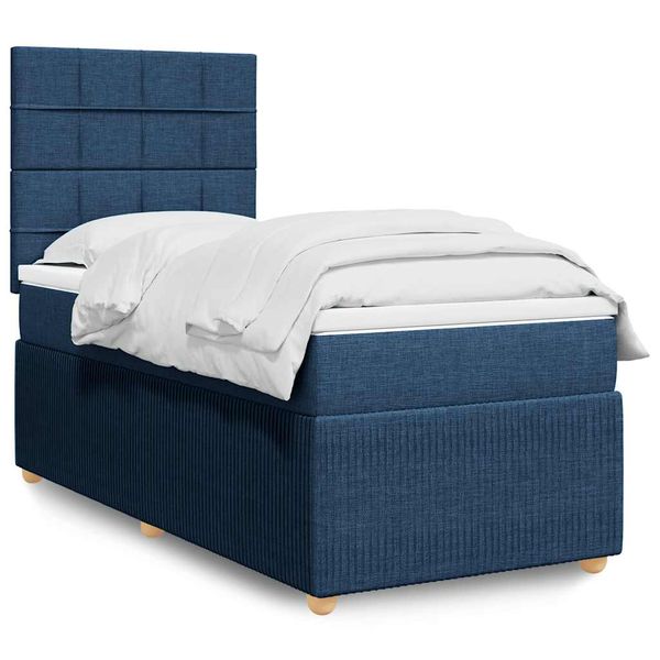 vidaXL Posteľný rám boxsping s matracom modrý 80x200 cm látka
