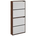 vidaXL Botník so zrkadlom 4-poschodový hnedý dub 63x17x134 cm
