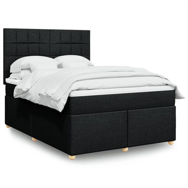 vidaXL Posteľný rám boxspring s matracom čierny 160x200 cm látka