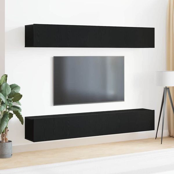 vidaXL Zostava TV skriniek Nástenný 4 pcs Čierny dub 100 x 30 x 30 cm