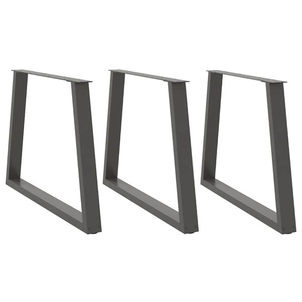 vidaXL Nohy k jedálenskému stolu v tvare V, 3 ks, antracitové, 100 x (72-73,3) cm, oceľ
