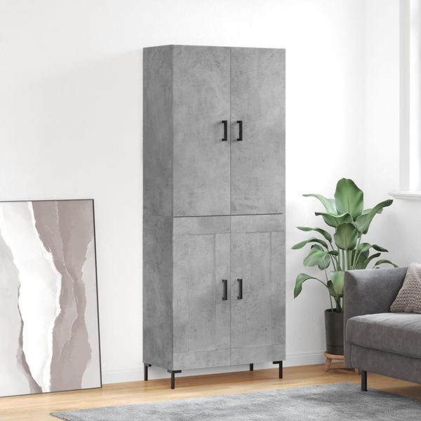 vidaXL Vysoká skrinka betónová sivá 69,5x34x180 cm spracované drevo