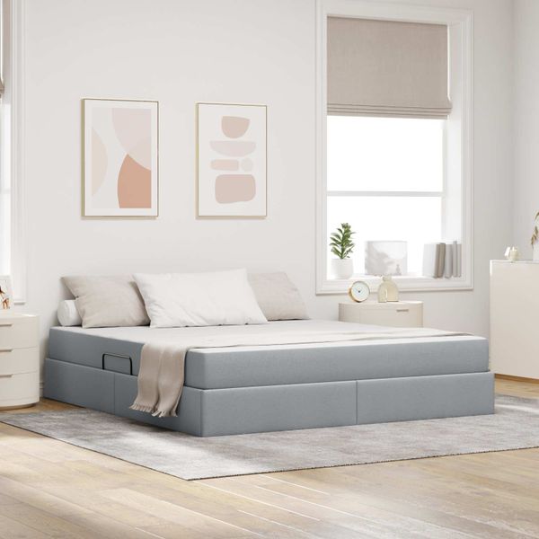 vidaXL Postel s úložným prostorem a matrací Svetlosivá 160 x 200 cm
