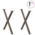 vidaXL Nohy k jedálenskému stolu v tvare X, 2 ks, prírodná oceľ, 80 x (72-73) cm, oceľ