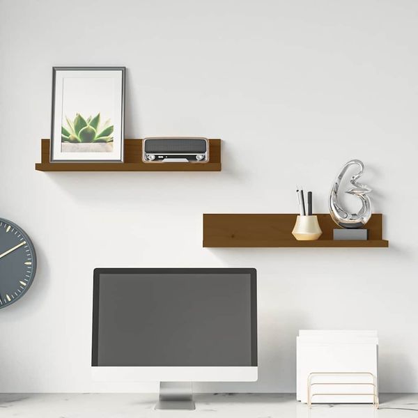 vidaXL Nástenné skrinky 2 ks medové 50x11x9 cm masívna borovica