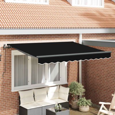 vidaXL Sklopná markíza Čierna 300 x 200 cm látka