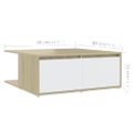 vidaXL Konferenčný stolík, biela+sonoma 80x80x31 cm, kompozitné drevo
