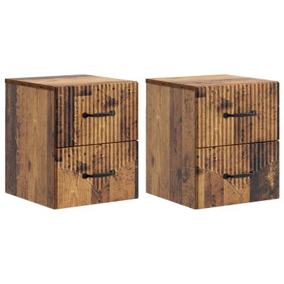 vidaXL Nástenná nočná skrinka 2 pcs Staré drevo 34,5 x 33 x 40 cm
