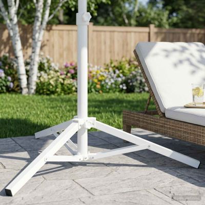 vidaXL Stojan na slnečník Biela Oceľ for 25-32 mm Pole