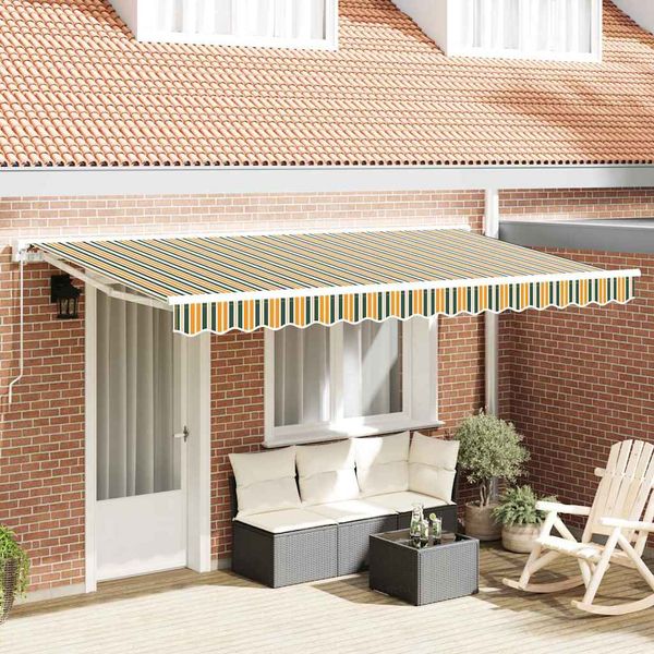 vidaXL Rám markízy Zelená a žltá 400 x 200 cm Polyester s PU povrchom