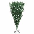 vidaXL Umelý prevrátený vianočný stromček s guľami Zelená 180 cm PVC