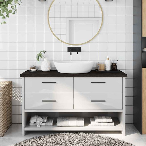 vidaXL Kúpeľňová doska tmavohnedá 120x40x(2-4) cm ošetrený masív