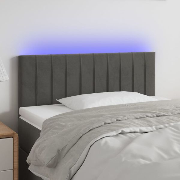 vidaXL Čelo postele s LED tmavosivé 80x5x78/88 cm zamat