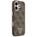 Guess Case Magsafe 4G PU kožené puzdro s trojuholníkovým logom a zlatým kovovým rámom fotoaparátu pre iPhone 17 Čierna