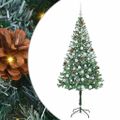 vidaXL Umelý vianočný stromček s 300 LED-i Zelená 180 cm PVC a oceľ