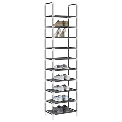 VidaXL Stojan na topánky 10-vrstvový čierny 44x28x180 cm netkaná látka