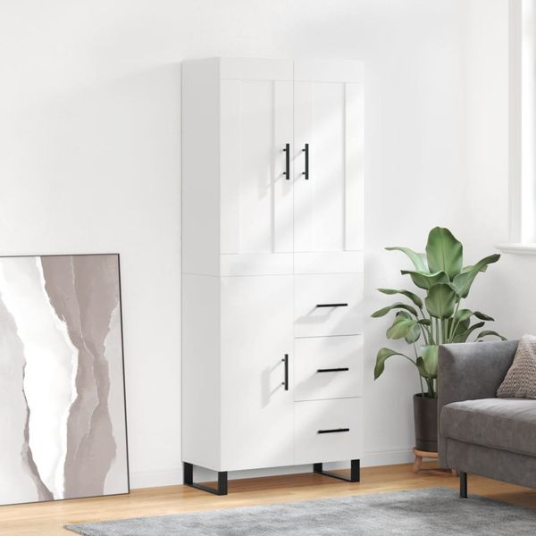 vidaXL Vysoká skrinka lesklá biela 69,5x34x180 cm spracované drevo