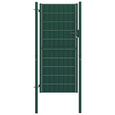 vidaXL Plotová brána PVC a oceľ 100x124 cm zelená
