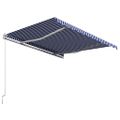 vidaXL Ručná zaťahovacia markíza 350x250 cm modrá a biela