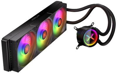 Krux vodný chladič CPU HydroX 360 ARGB / 3x120mm ARGB / PWM / AMD i Intel AiO vodné chladenie, 360mm radiátor, 3× 120mm PWM ARGB ventilátor, infinity mirror, Intel LGA1851/1700/1200, AMD AM5/AM4
