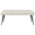 vidaXL Lavica s gombíkovým prešívaním Krémová 110 x 40 x 46 cm Zamat