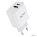 Sieťová nabíjačka PRO-09 USB+USB-C 20W Quick Charge 230V AMiO-02935
