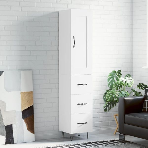 vidaXL Vysoká skrinka biela 34,5x34x180 cm spracované drevo