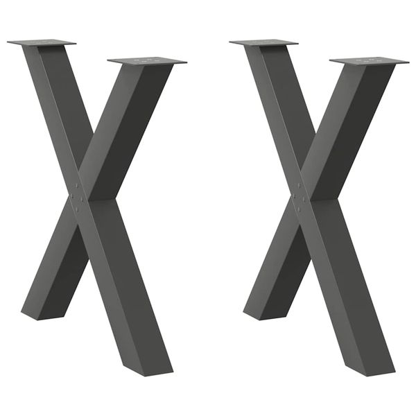 vidaXL Nohy k jedálenskému stolu v tvare X, 2 ks, antracitové, 80 x (72-73) cm, oceľ